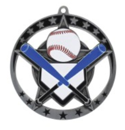 2.75" Silver Full Colour Star Baseball Medal