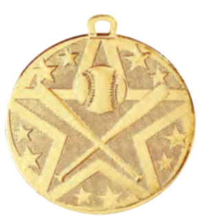2" Gold Superstar Baseball / Softball Medal