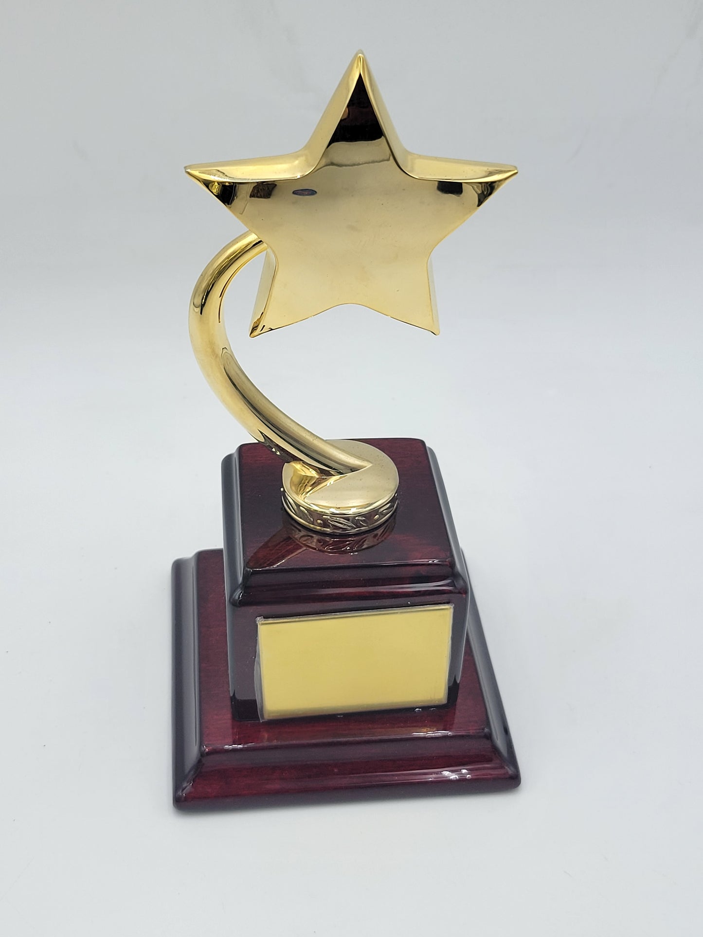 7.5" Elegant Gold Star Award on Mahogany Base